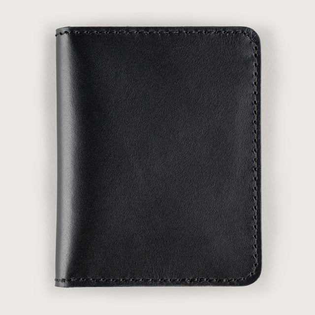Atlantis Black Leather Vertical Bifold Wallet - Atlantis Handmade Shoes - 4110061476549
