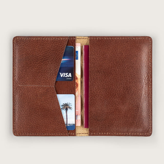 Atlantis Brown Leather Passport Holder - Atlantis Handmade Shoes - 4110061455544