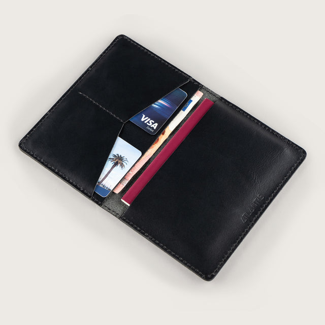 Atlantis Black Leather Passport Holder - Atlantis Handmade Shoes - 4110061452543