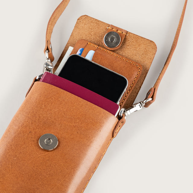 Atlantis Saddle Leather Crossbody Phone Bag - Atlantis Handmade Shoes - 4110061427541