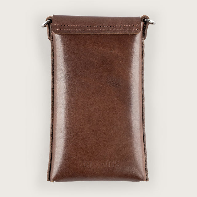 Atlantis Brown Leather Crossbody Phone Bag - Atlantis Handmade Shoes - 4110061426544