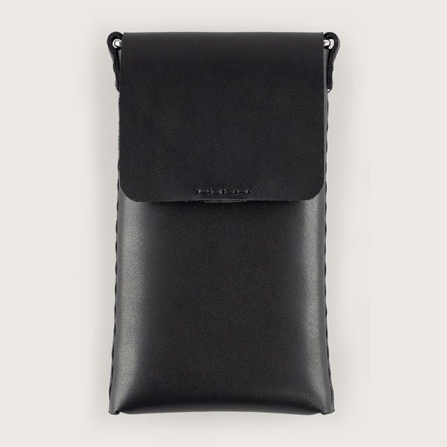 Atlantis Black Leather Crossbody Phone Bag - Atlantis Handmade Shoes - 4110061423543