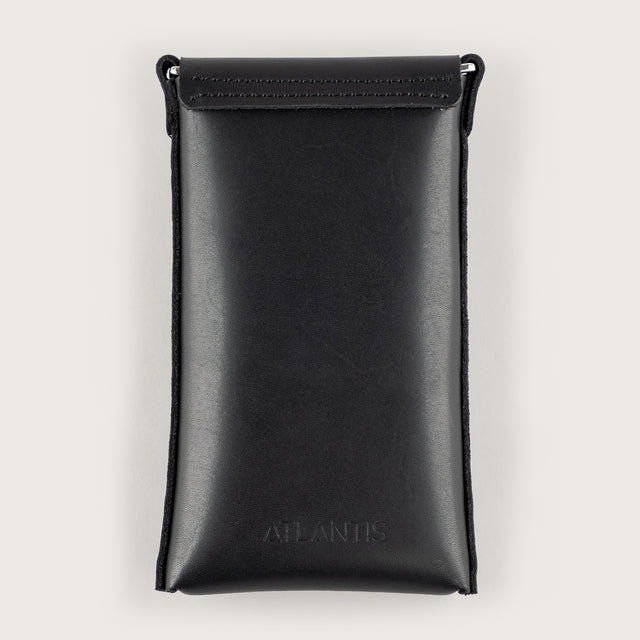 Atlantis Black Leather Crossbody Phone Bag - Atlantis Handmade Shoes - 4110061423543
