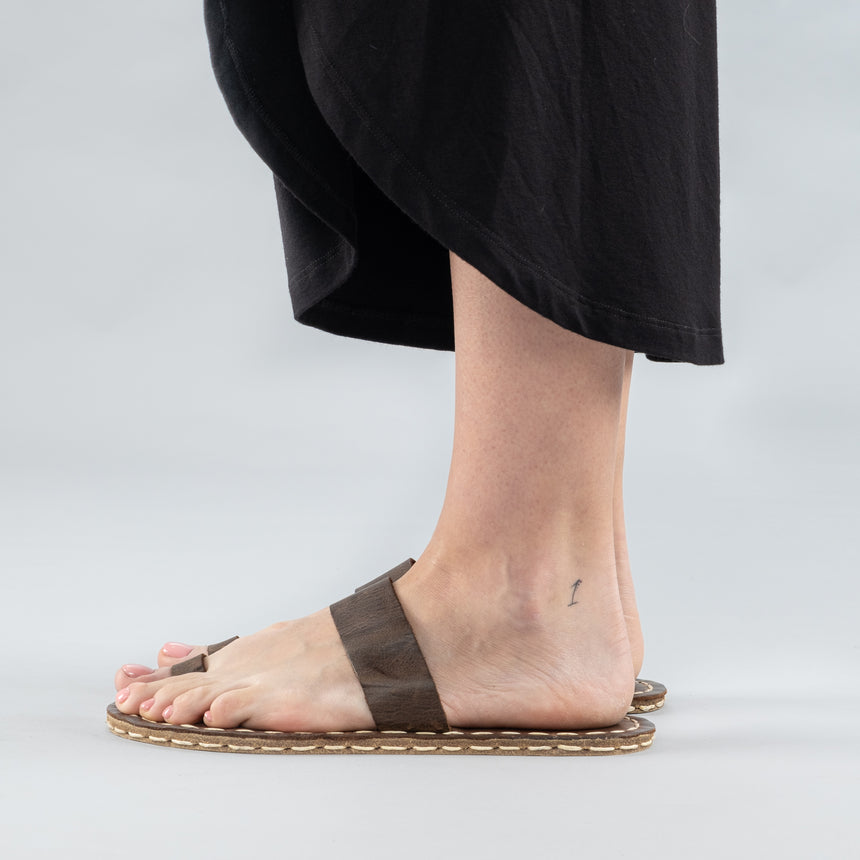 Clearance - Coffee Barefoot Thong Sandals