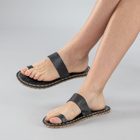 Black Barefoot Thong Sandals