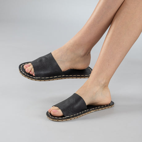Black Barefoot Slide Sandals