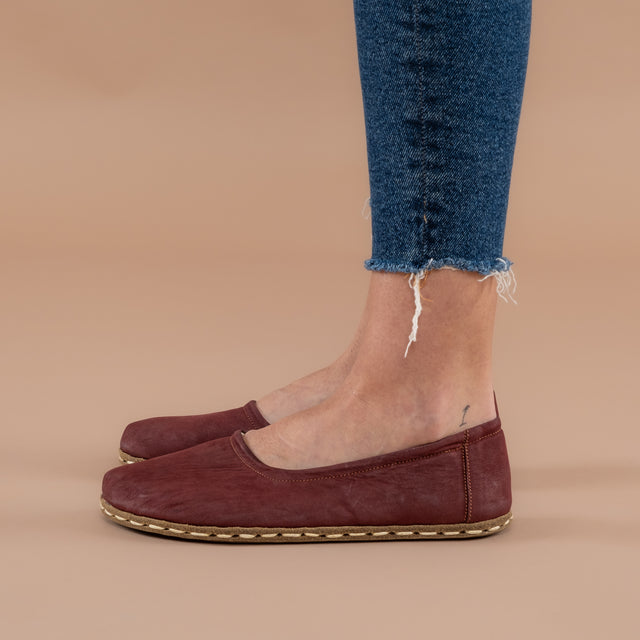 Burgunderrote Barfuß-Ballerinas