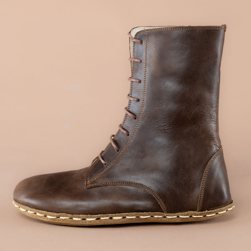 Dunkelbraune Barfuß-Stiefeletten für Herren