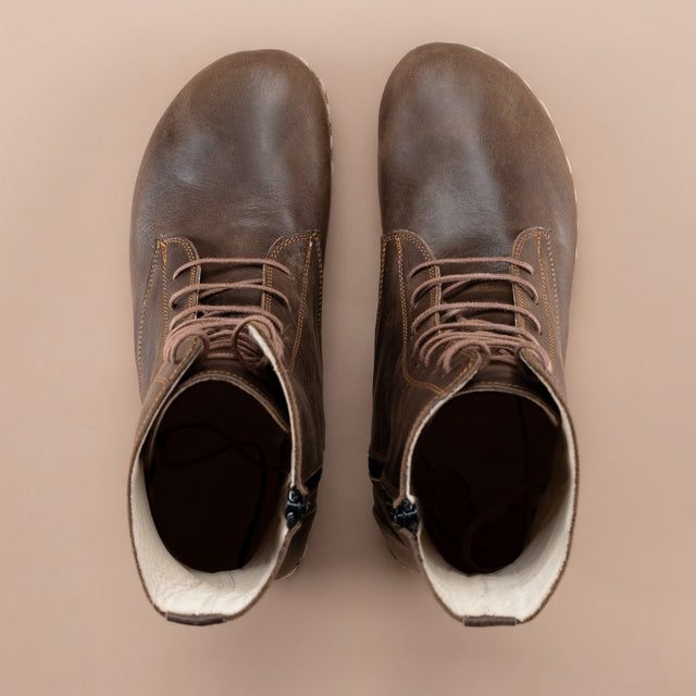 Dunkelbraune Barfuß-Stiefeletten für Herren