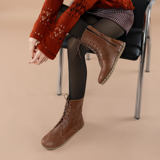 Braune Barefoot-Stiefeletten für Damen