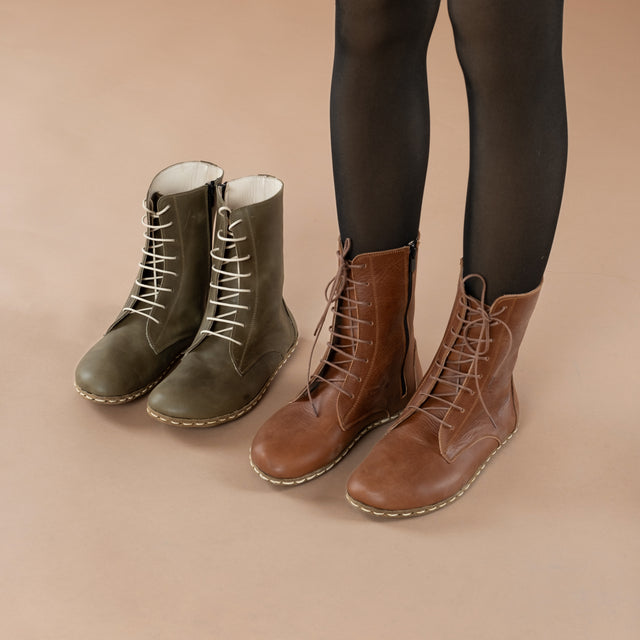Braune Barefoot-Stiefeletten für Damen