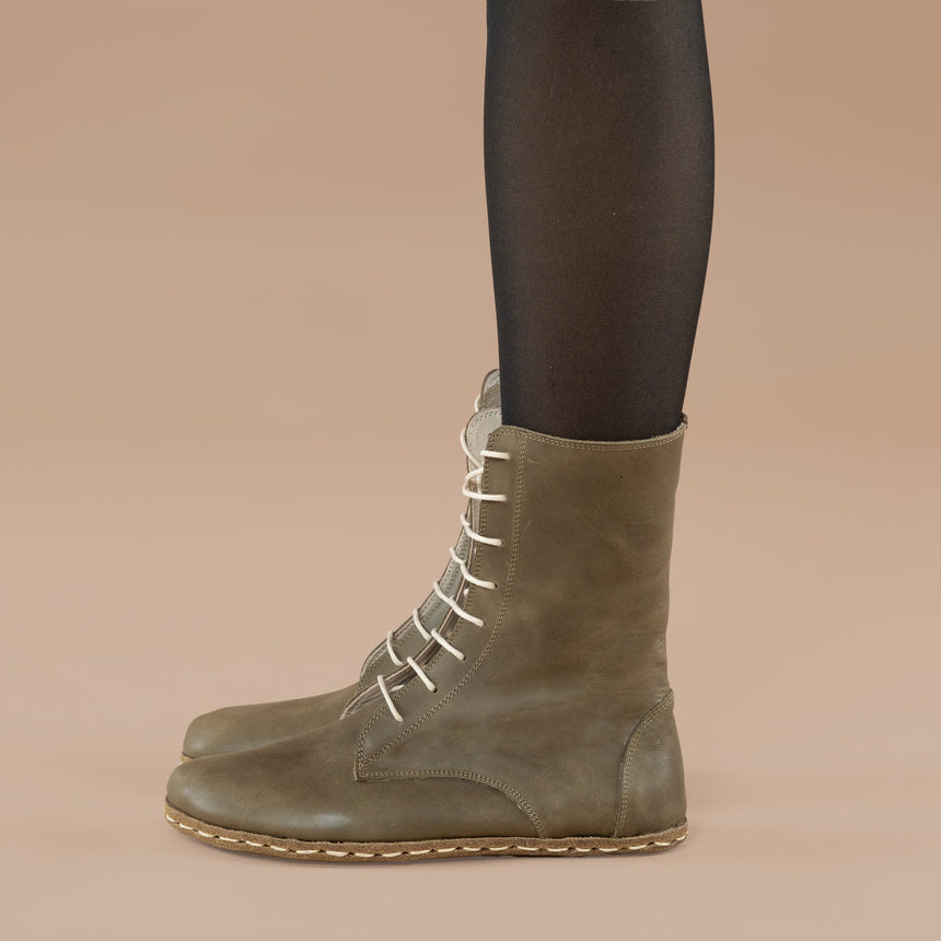 Kadın Yeşil Barefoot Yüksek Bilekli Bot