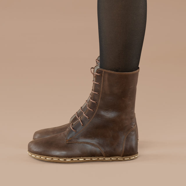 Dunkelbraune Barfuß-Stiefeletten für Herren