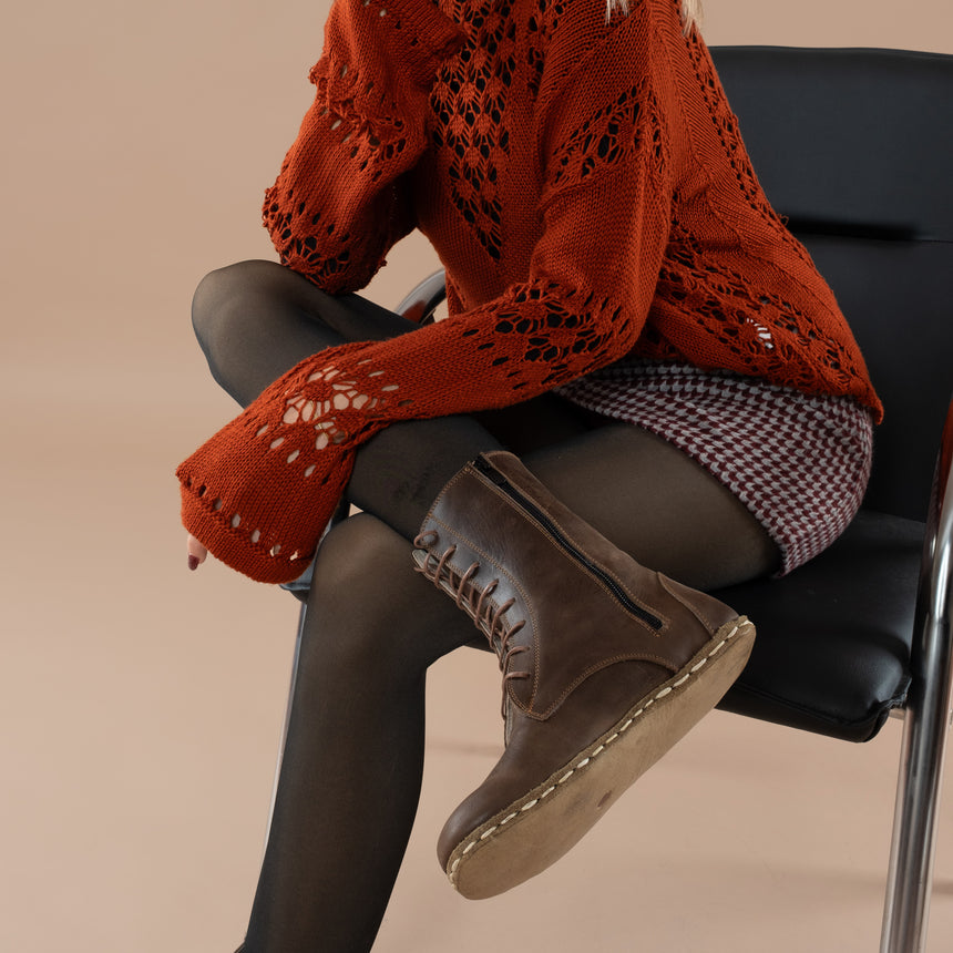 Dunkelbraune Barfuß-Stiefeletten für Herren