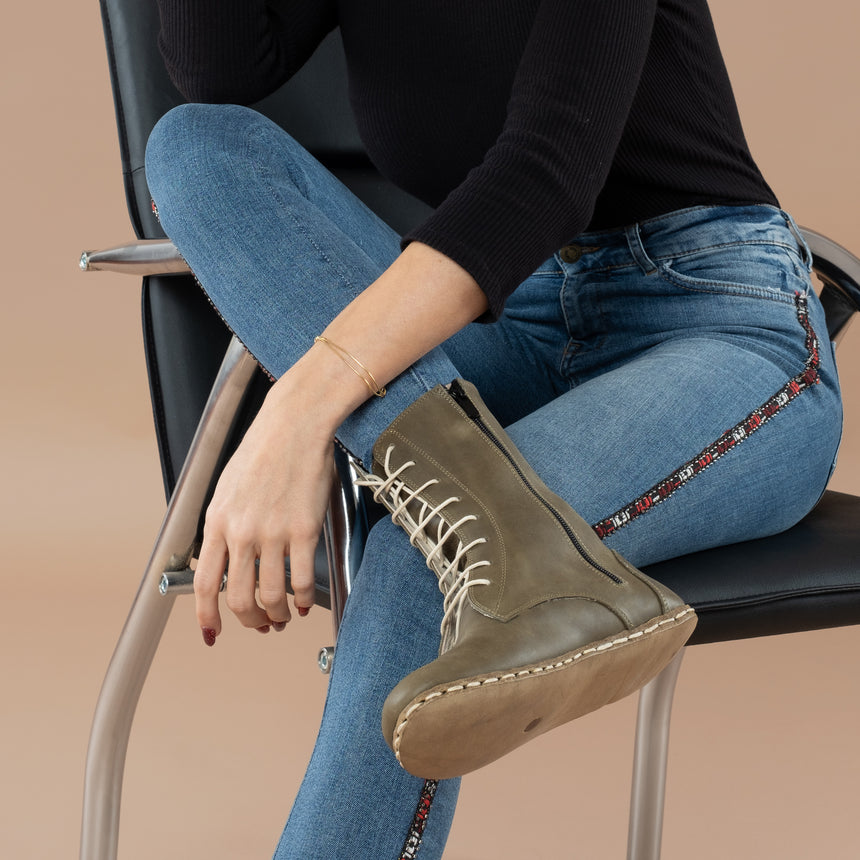 Kadın Yeşil Barefoot Yüksek Bilekli Bot