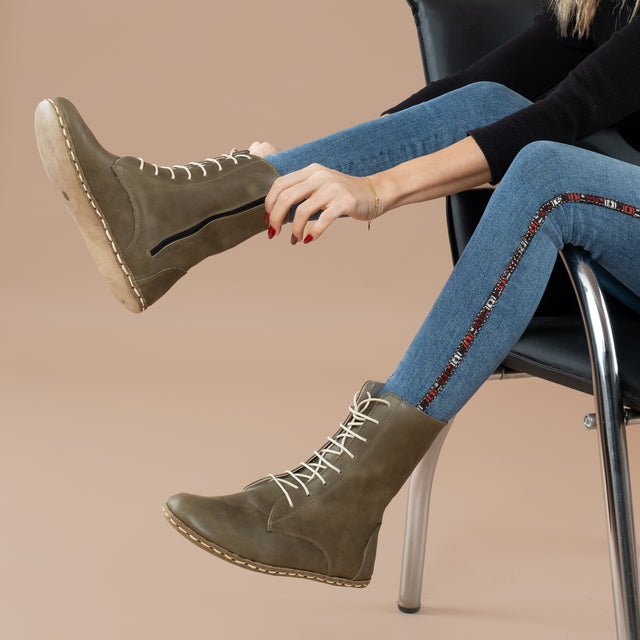 Kadın Yeşil Barefoot Yüksek Bilekli Bot