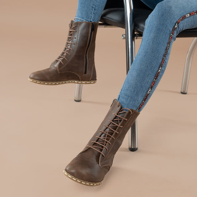 Dunkelbraune Barfuß-Stiefeletten für Herren