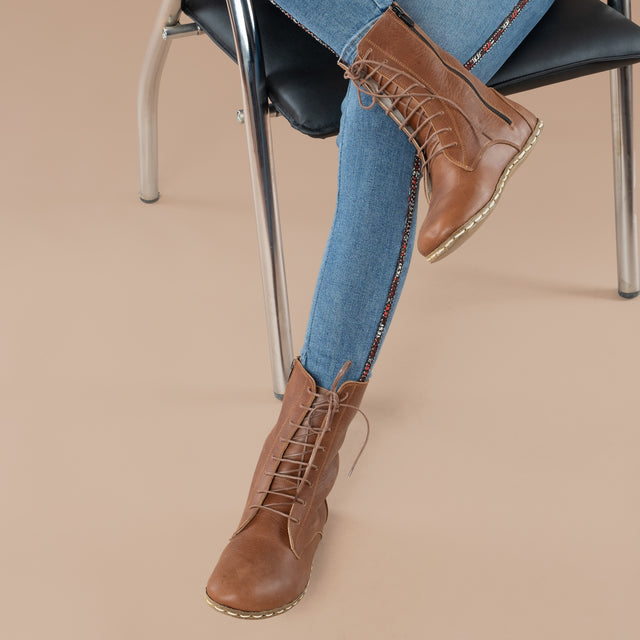 Braune Barefoot-Stiefeletten für Damen