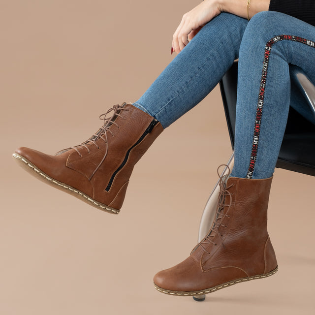 Braune Barefoot-Stiefeletten für Damen