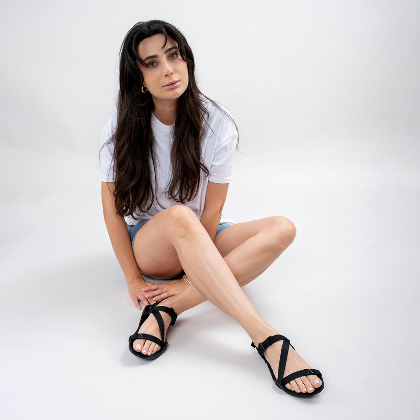 Women's Black Terra Barefoot Sandals - Atlantis Handmade Shoes -