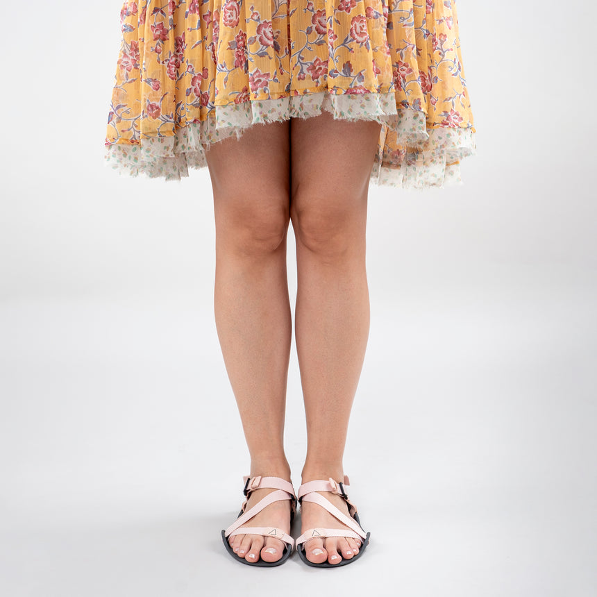 Women's Pink and Black Terra Barefoot Sandals - Atlantis Handmade Shoes -