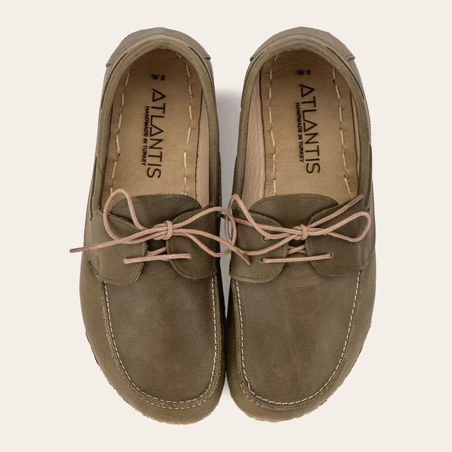 Women's Green Dock Shoes - Atlantis Handmade Shoes -