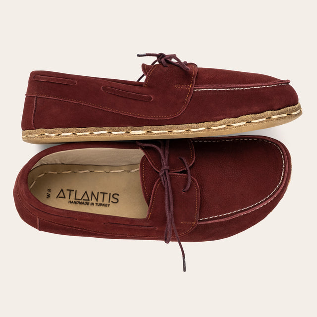 Women's Burgundy Dock Shoes - Atlantis Handmade Shoes -