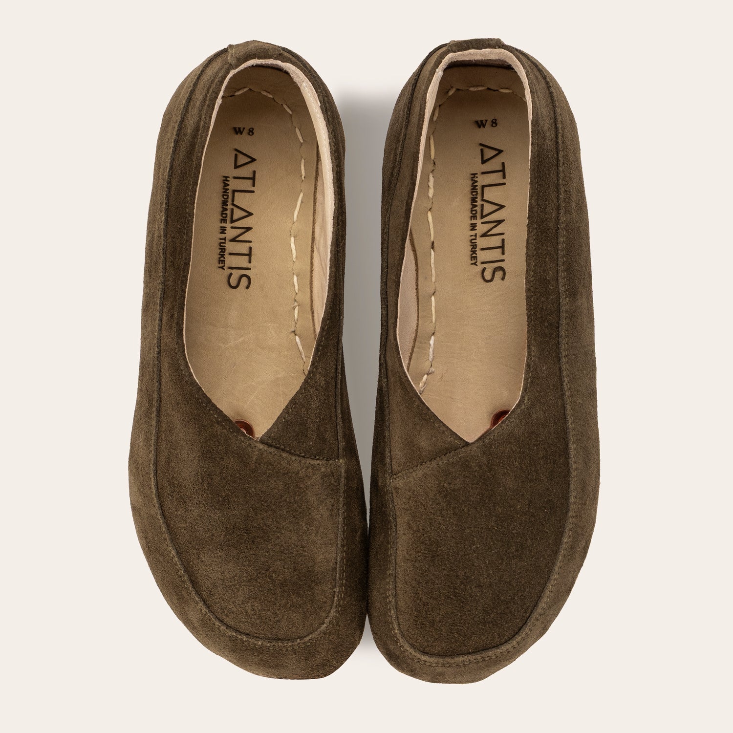 Khaki Green Suede Barefoot Cross Ballet Flats - Atlantis Handmade Shoes -