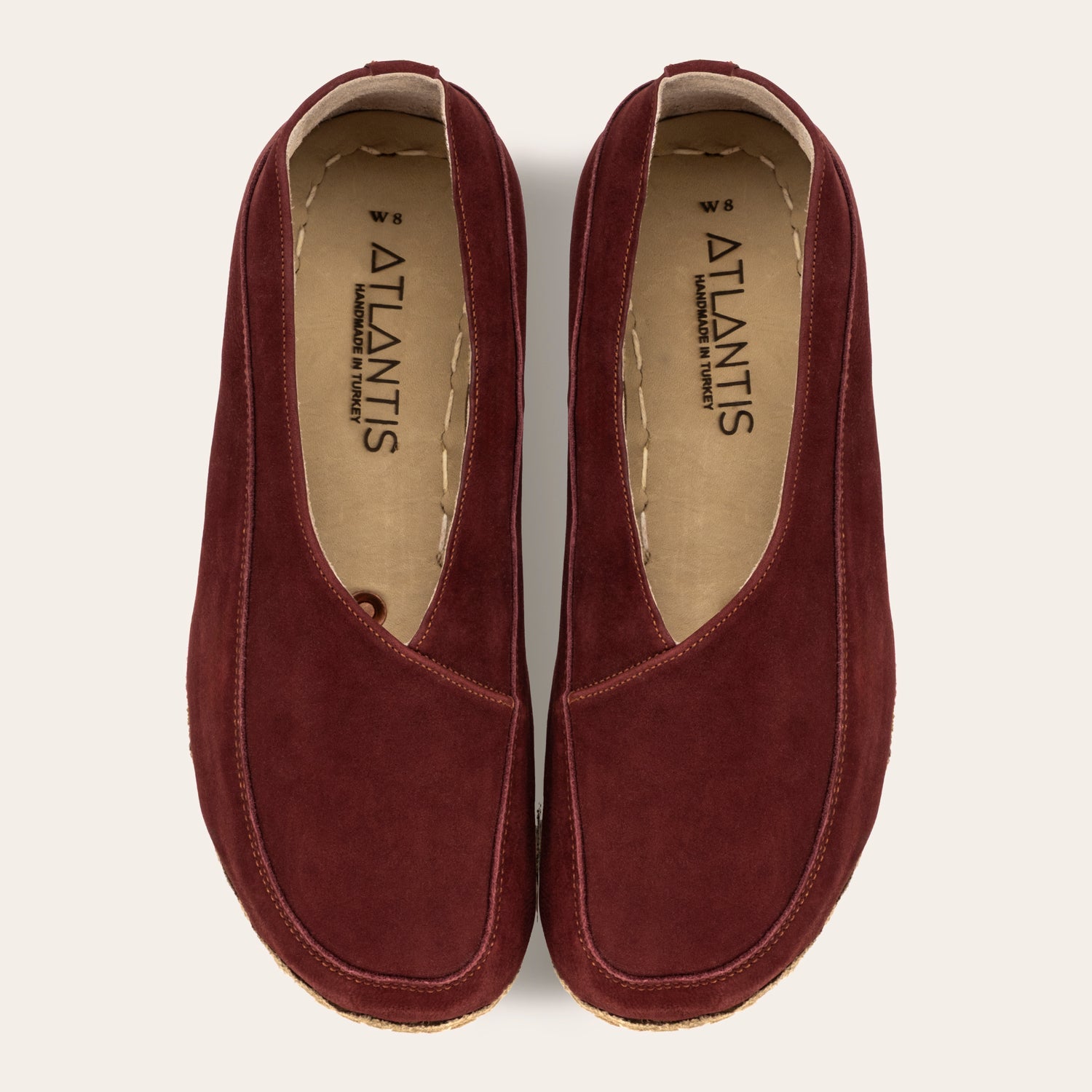 Burgundy Barefoot Cross Ballet Flats - Atlantis Handmade Shoes -