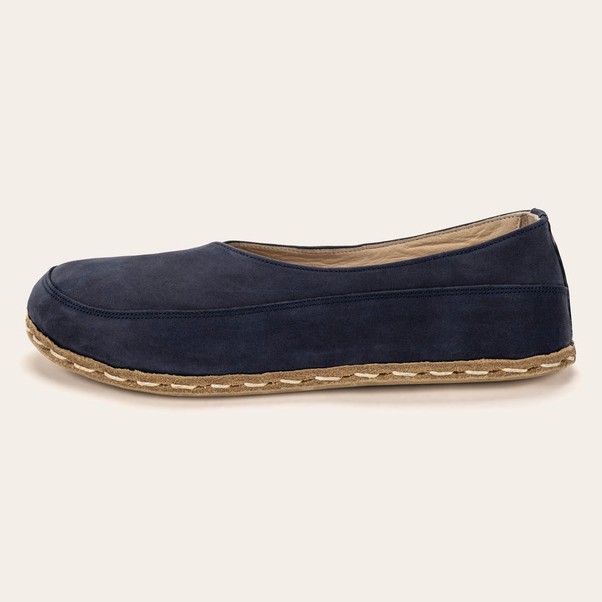 Navy Nubuck Barefoot Cross Ballet Flats - Atlantis Handmade Shoes -