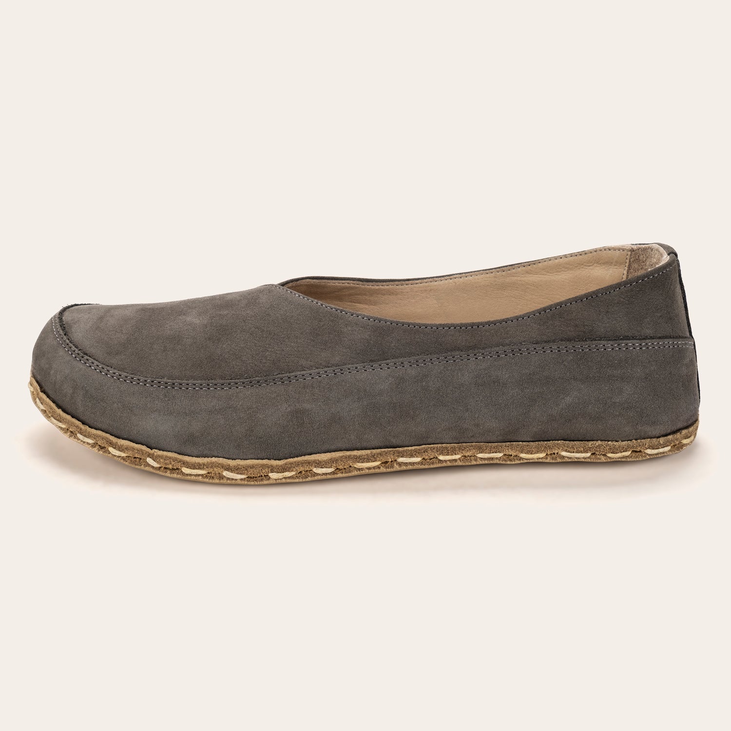 Gray Barefoot Cross Ballet Flats - Atlantis Handmade Shoes -