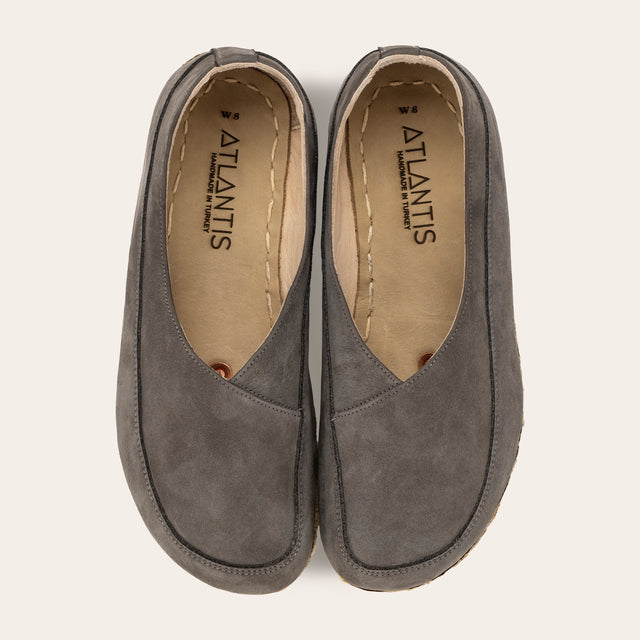Gray Barefoot Cross Ballet Flats - Atlantis Handmade Shoes -
