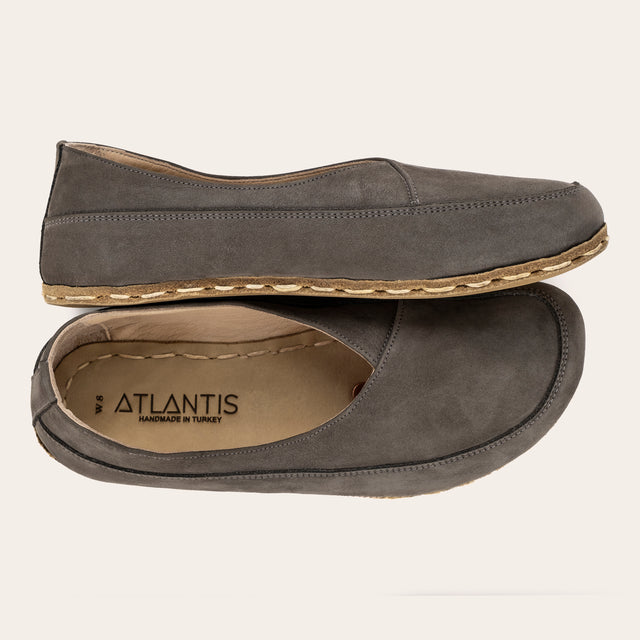Gray Barefoot Cross Ballet Flats - Atlantis Handmade Shoes -