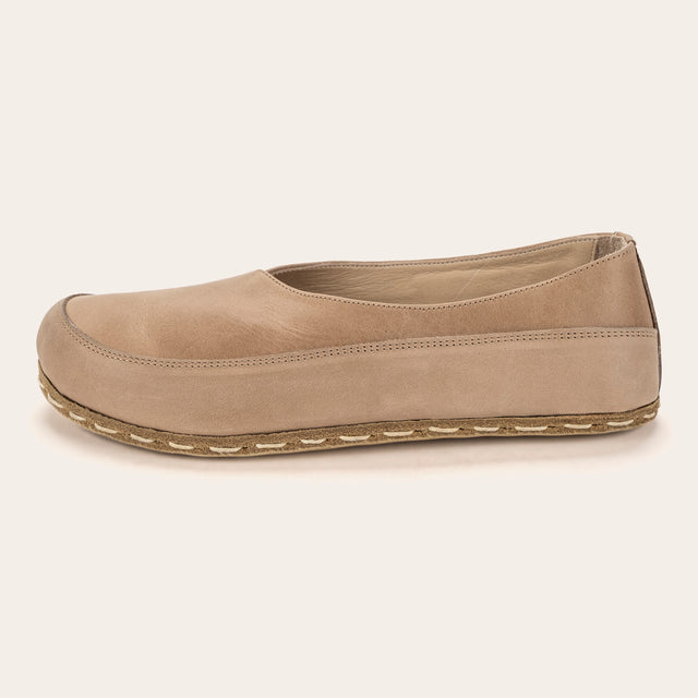 Tan Barefoot Cross Ballet Flats - Atlantis Handmade Shoes -