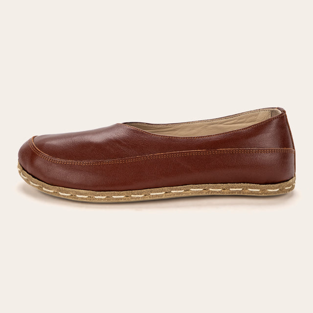 Peru Brown Barefoot Cross Ballet Flats - Atlantis Handmade Shoes -
