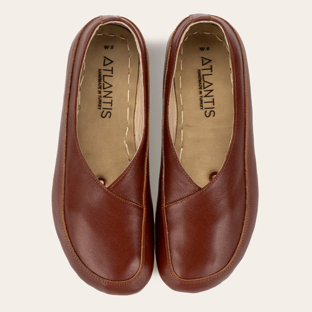 Peru Brown Barefoot Cross Ballet Flats - Atlantis Handmade Shoes -