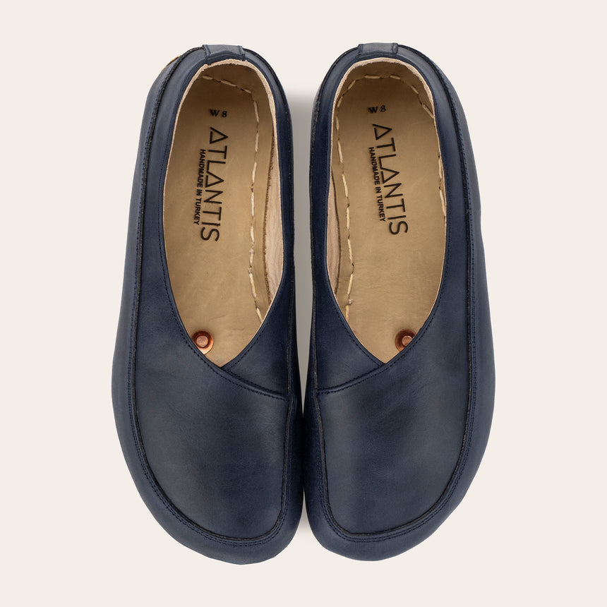 Blue Barefoot Cross Ballet Flats - Atlantis Handmade Shoes -
