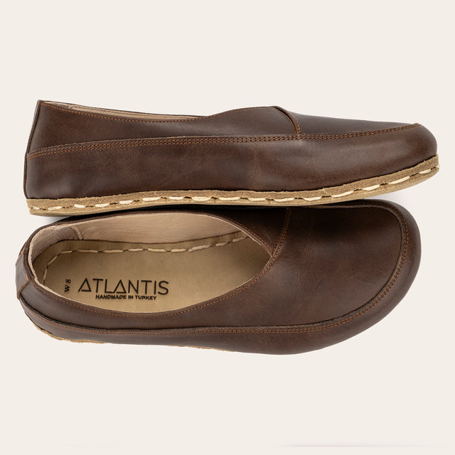 Coffee Brown Barefoot Cross Ballet Flats - Atlantis Handmade Shoes -