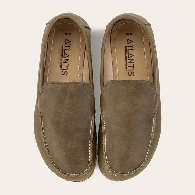 Women's Green Moccasins - Atlantis Handmade Shoes -