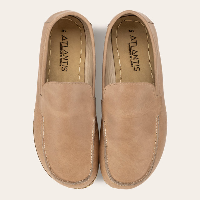 Women's Tan Moccasins - Atlantis Handmade Shoes -