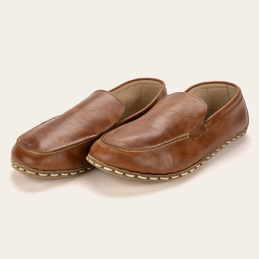 Men's Antique Brown Moccasins - Atlantis Handmade Shoes -