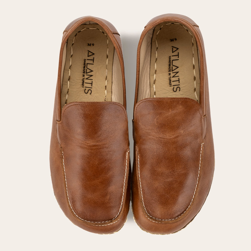 Men's Antique Brown Moccasins - Atlantis Handmade Shoes -