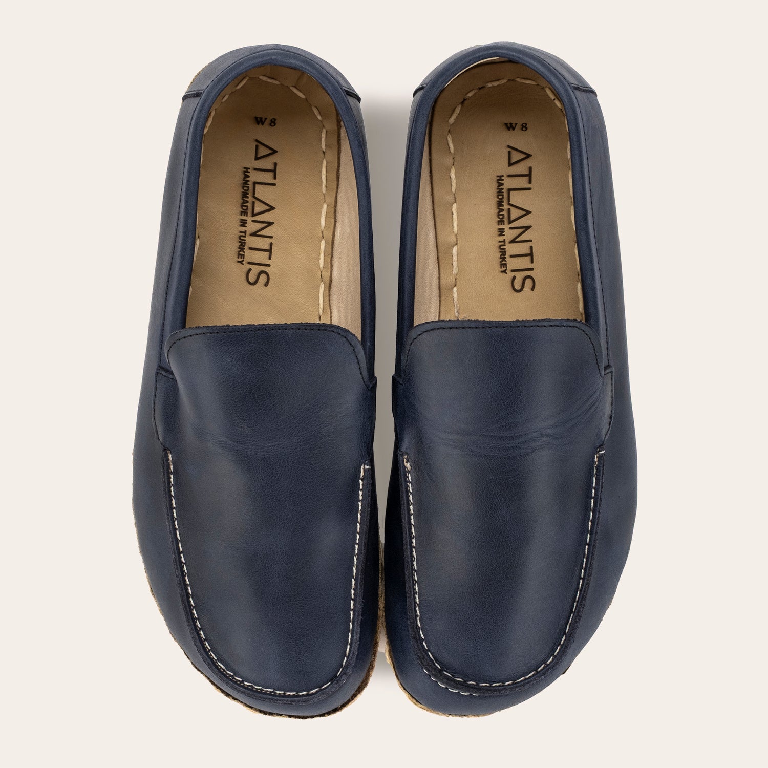 Women's Blue Moccasins - Atlantis Handmade Shoes -