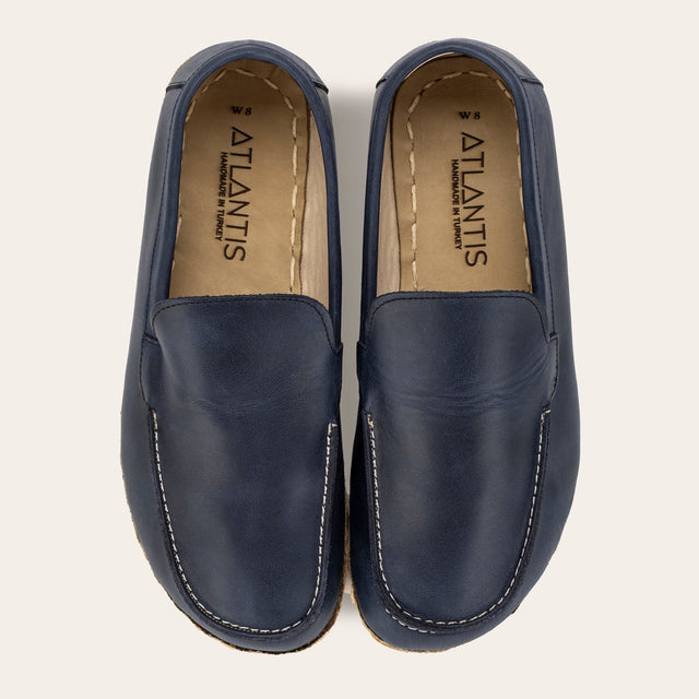 Women's Blue Moccasins - Atlantis Handmade Shoes -