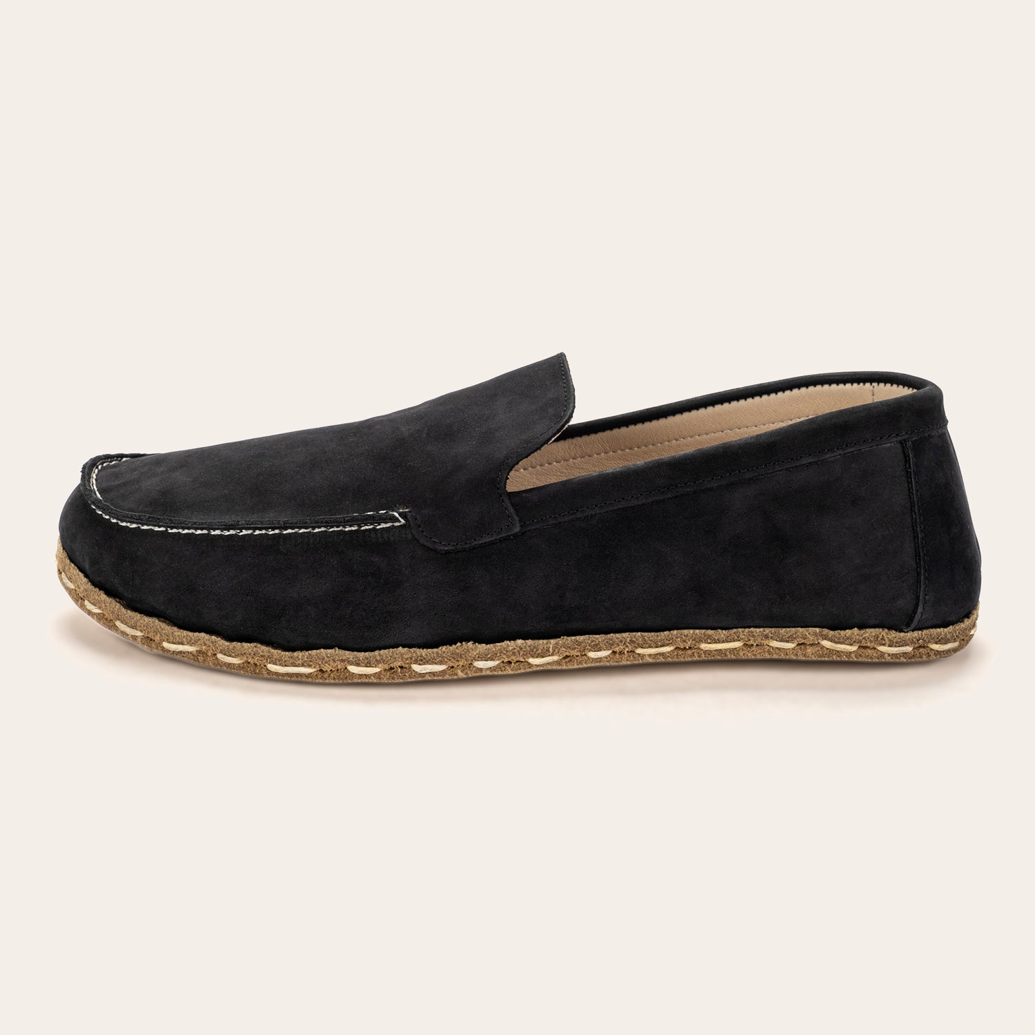 Men's Black Nubuck Moccasins - Atlantis Handmade Shoes -