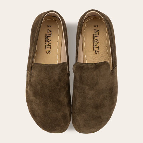 Women's Khaki Green Suede Minimalists - Atlantis Handmade Shoes -