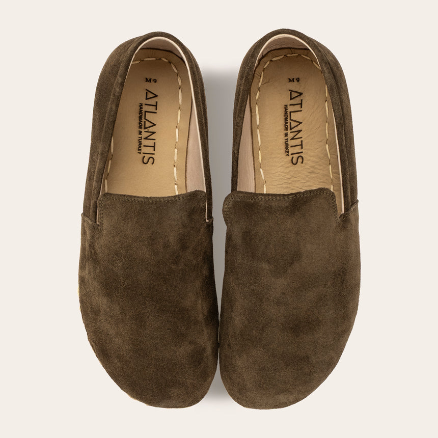 Men's Khaki Green Suede Minimalists - Atlantis Handmade Shoes -