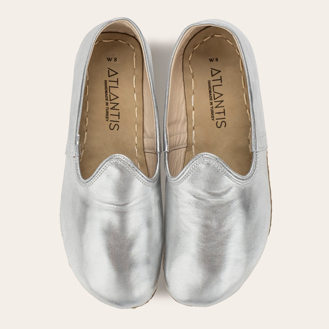 Women's Silver Barefoots - Atlantis Handmade Shoes -