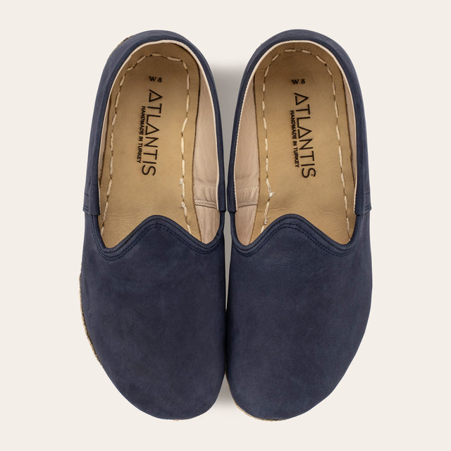Women's Navy Nubuck Barefoots - Atlantis Handmade Shoes -