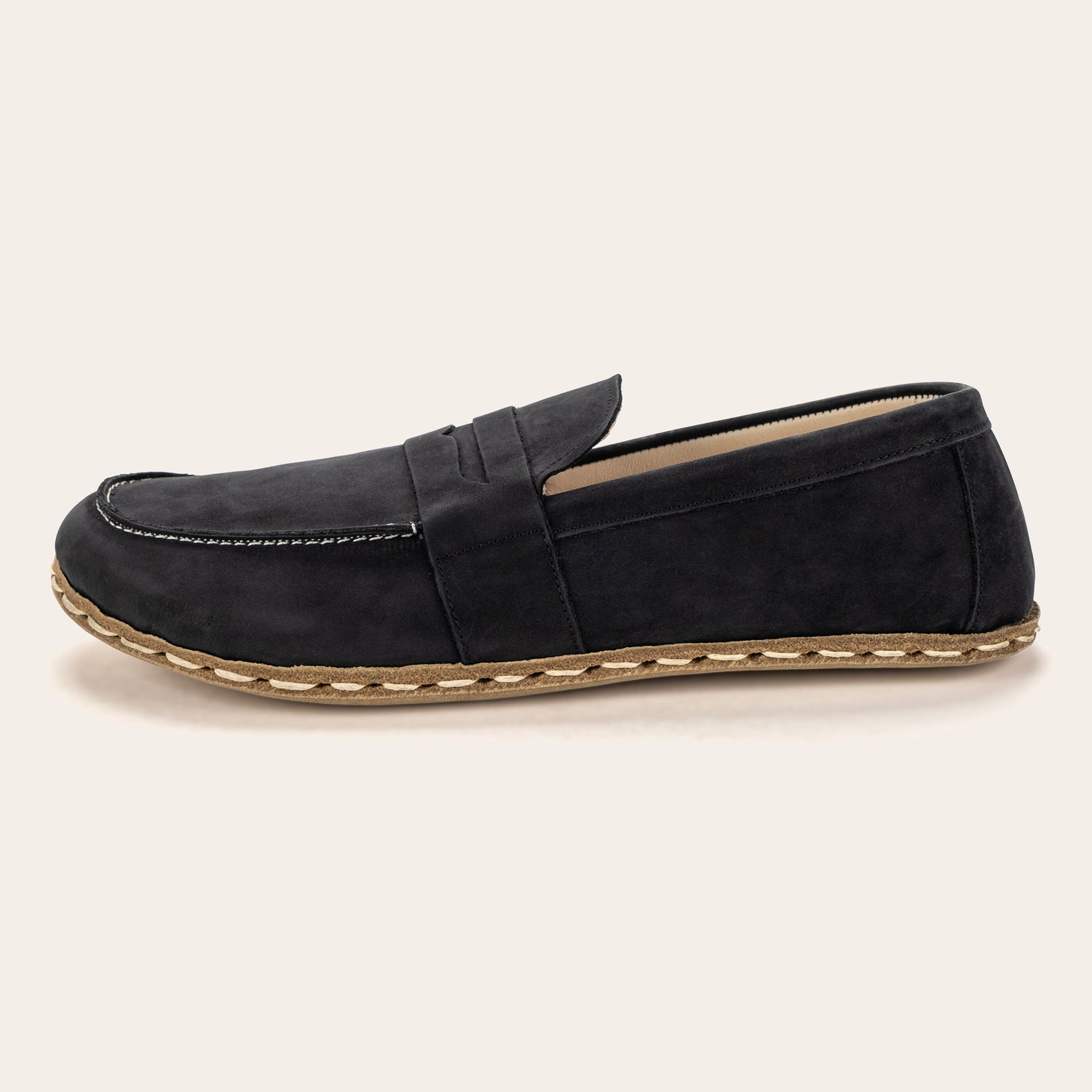 Women's Black Nubuck Penny Loafers - Atlantis Handmade Shoes -
